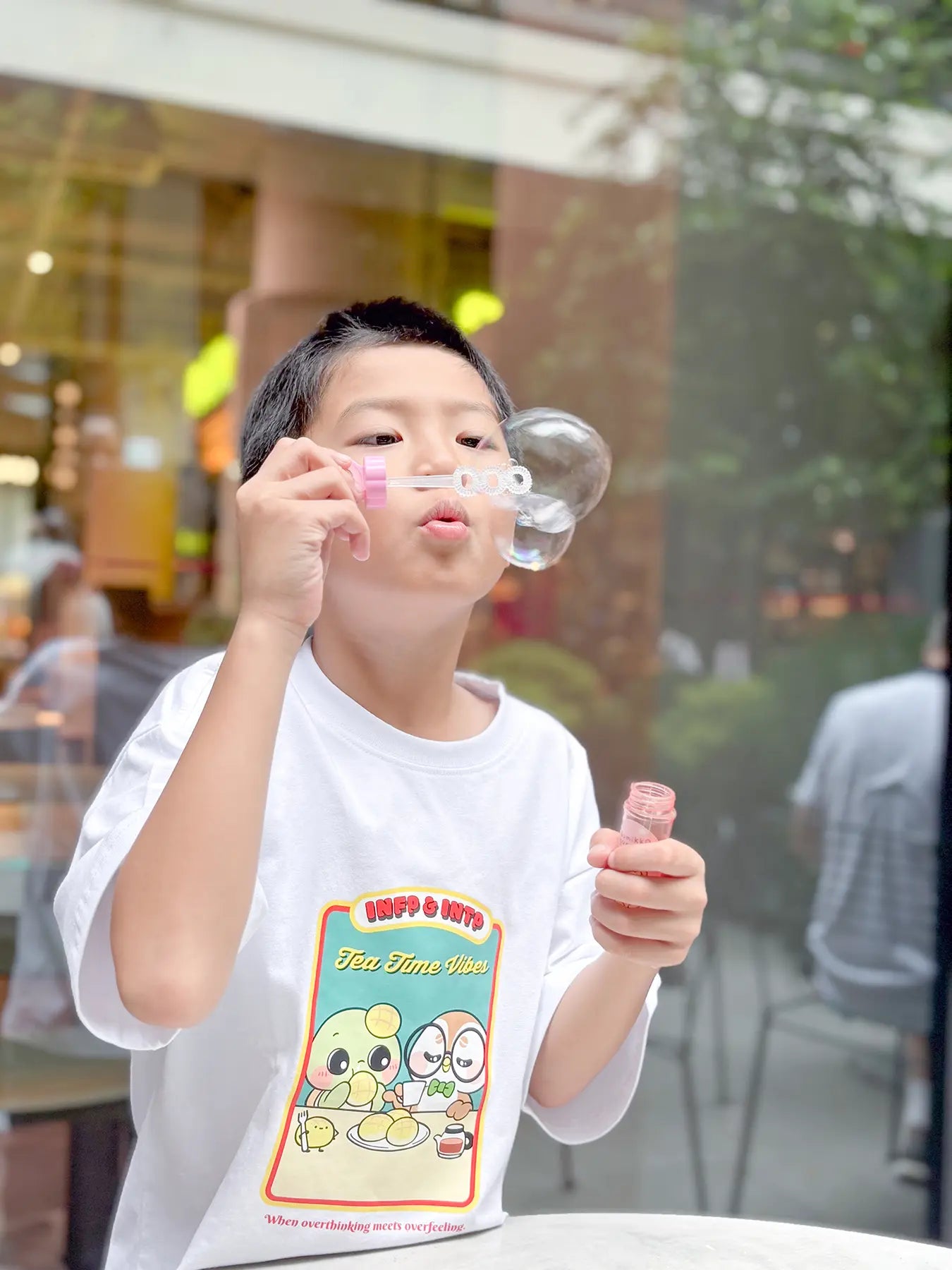 达意小岛- Tea Time Vibes Tee Kid -茶聚時光 -小童款 T裇- Apollo 菠蘿龜 INFP- Cappu-Cappu 咖啡貓頭鷹 INTP