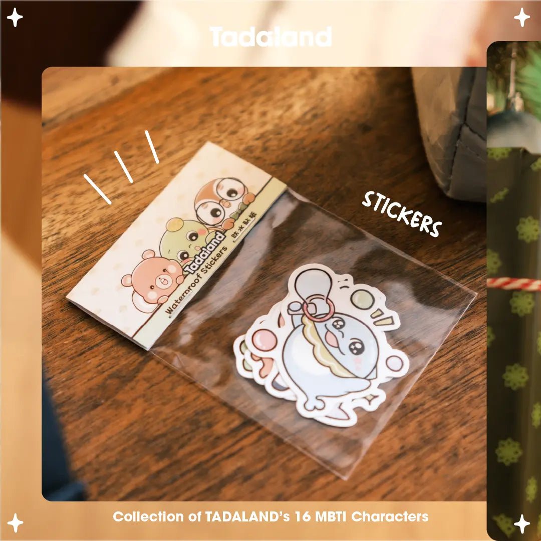 达意小岛-16 MBTI 角色防水貼紙包- Apollo菠蘿龜 INFP-Roro蛋卷松鼠 INFJ- Jolly啫喱海豚 ENFP-Micah飯糰雪橇犬 ENFJ